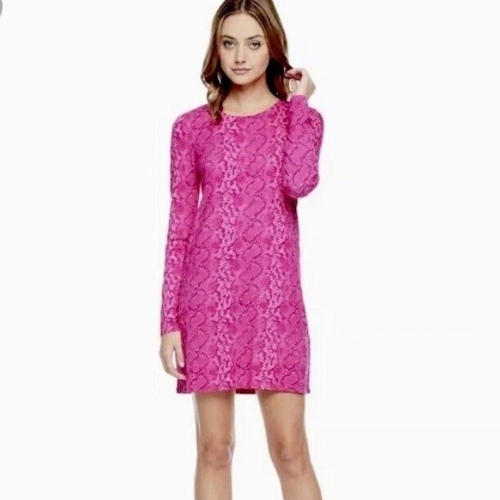Juicy Couture Pink Snake Print Long Sleeve Mini Dress‎ Size XS